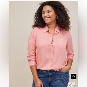 Lizzie Rayon Twill Button-Up Long Sleeve Shirt